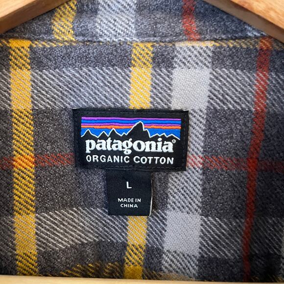 Patagonia Mens Fjord Plaid Flannel Shirt L Boulevard Brewing Co Organic Button - Picture 2 of 11